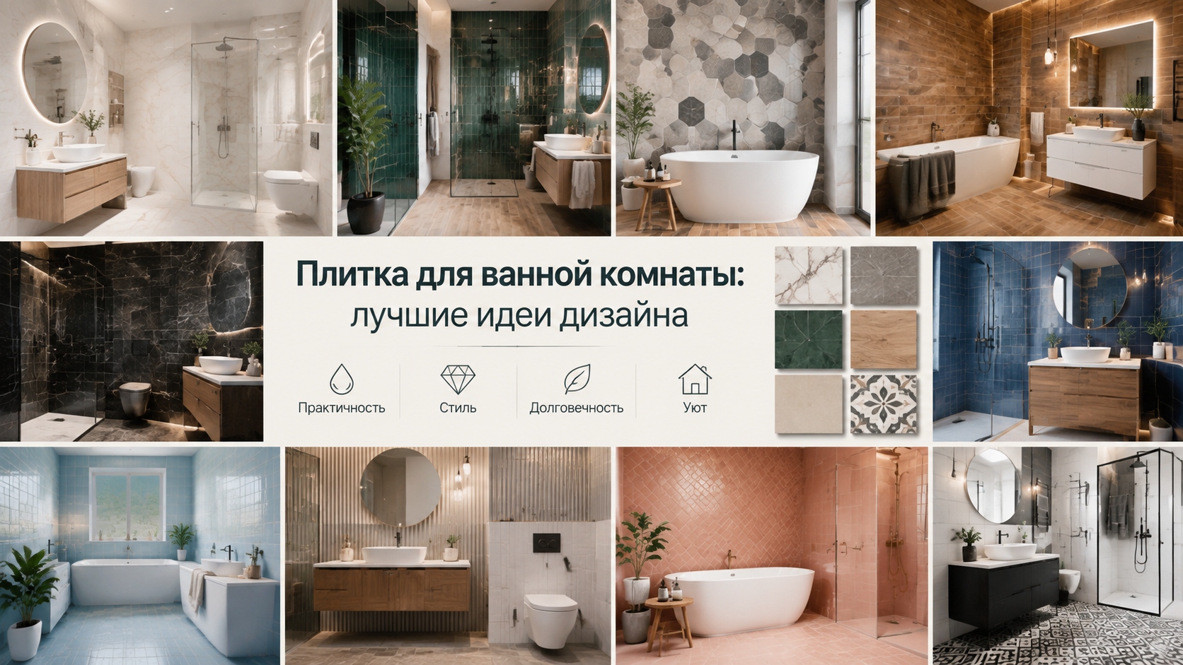 Плитка для ванной комнаты: лучшие идеи дизайна и современные решения