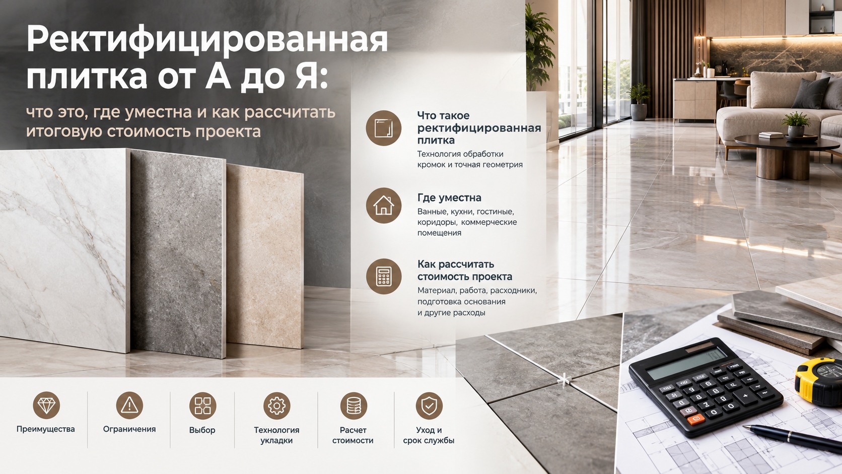 Ректифицированная плитка от А до Я: особенности, применение и расчет стоимости