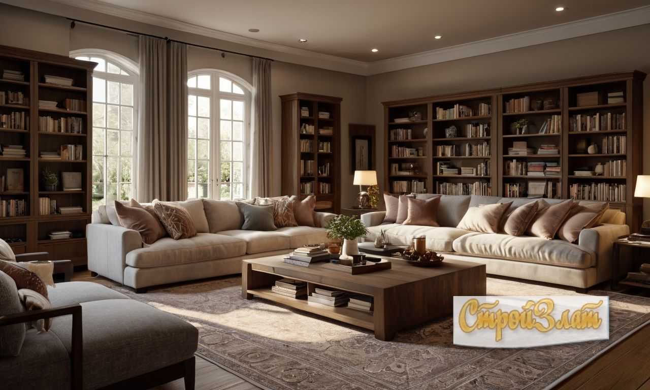 Открытые стеллажи в гостиной как идеальное решение для стильного интерьера